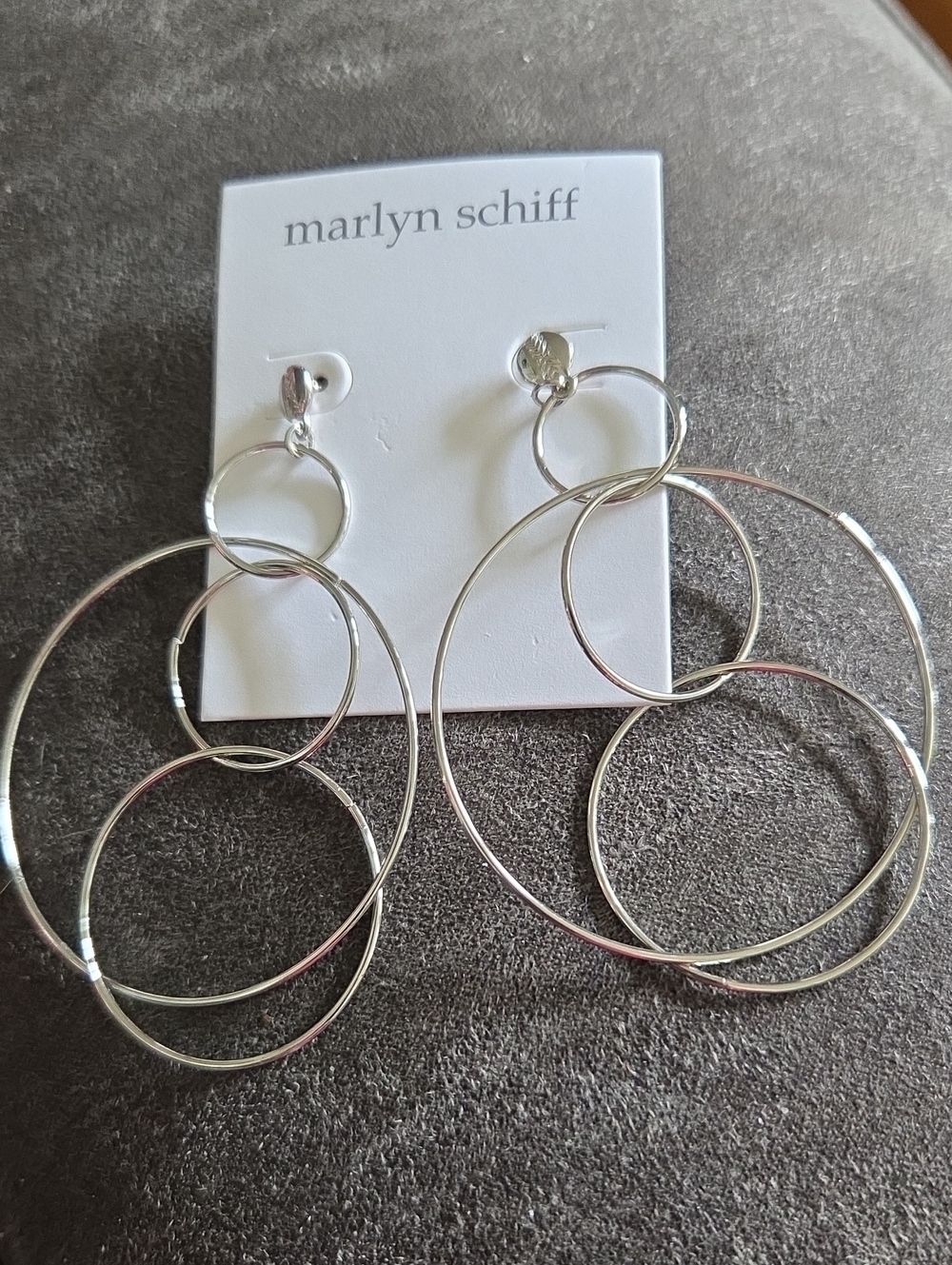 Marlyn Schiff Silver Multi-Hoop Dangle Earrings